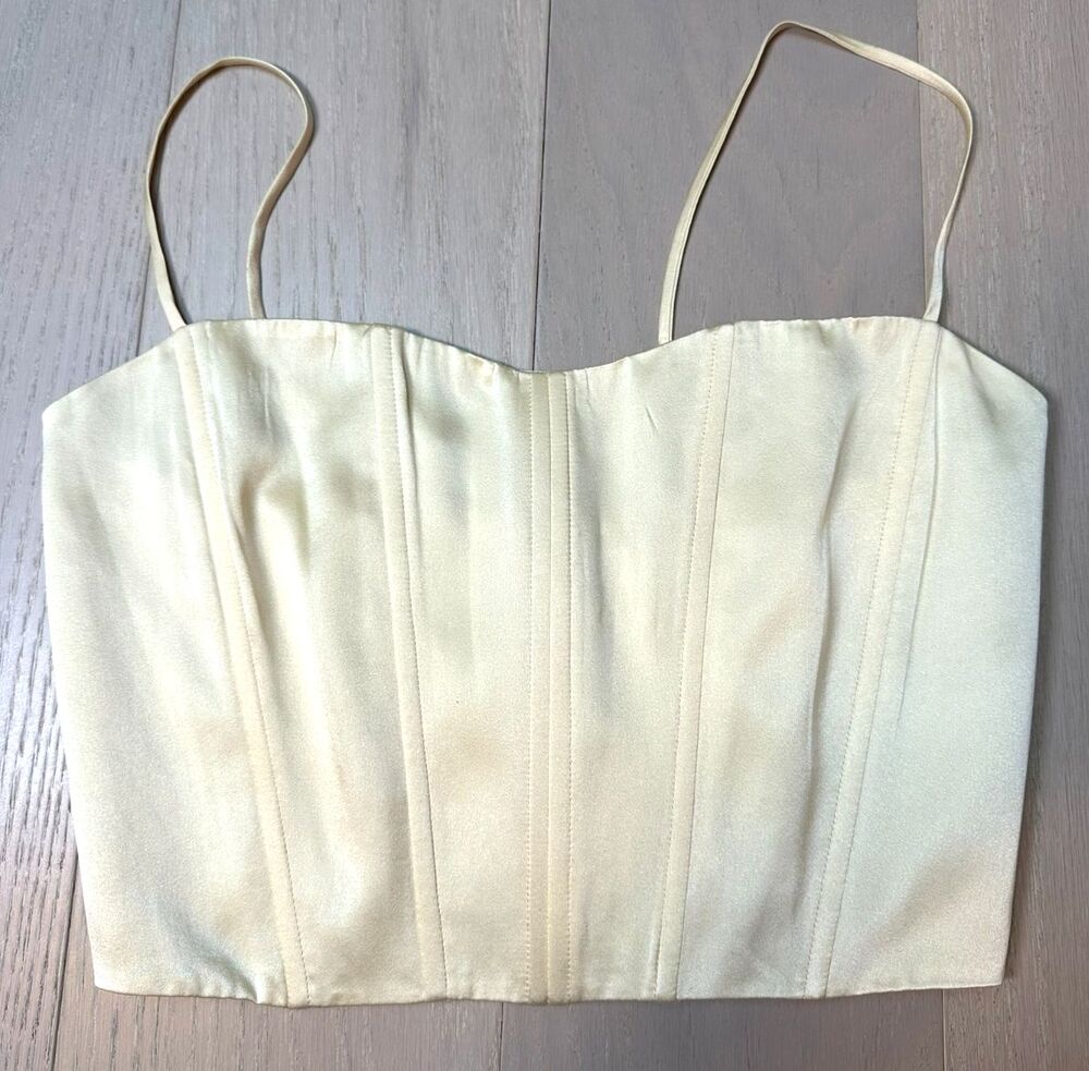 Artless Forever Silk Corset Top Butter Yellow Zip Tank Elegant Summer Bridal XS